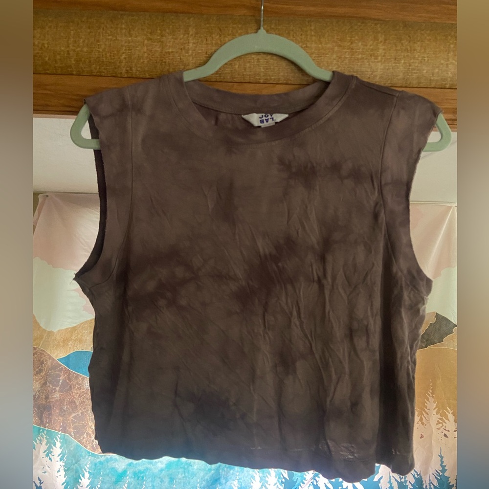 JoyLab Purple Tie-Dye Cropped Tank Top, XS
